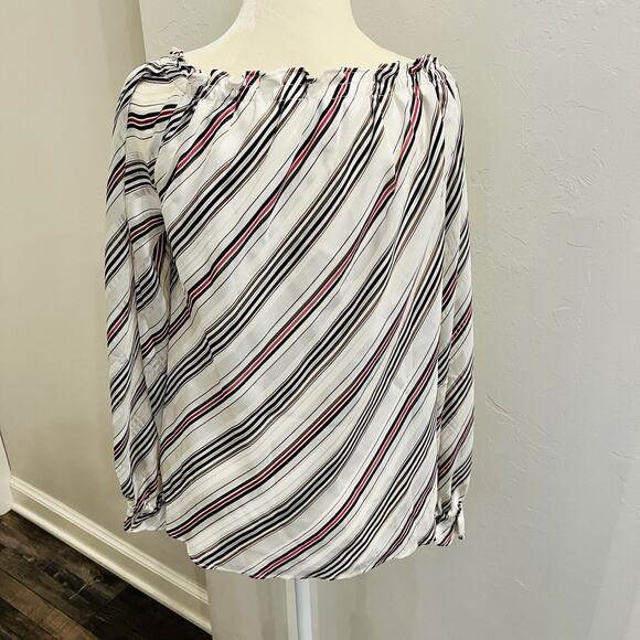 White House Black Market Size Small S Multi-Colored Striped Top Blouse - Picture 4 of 5
